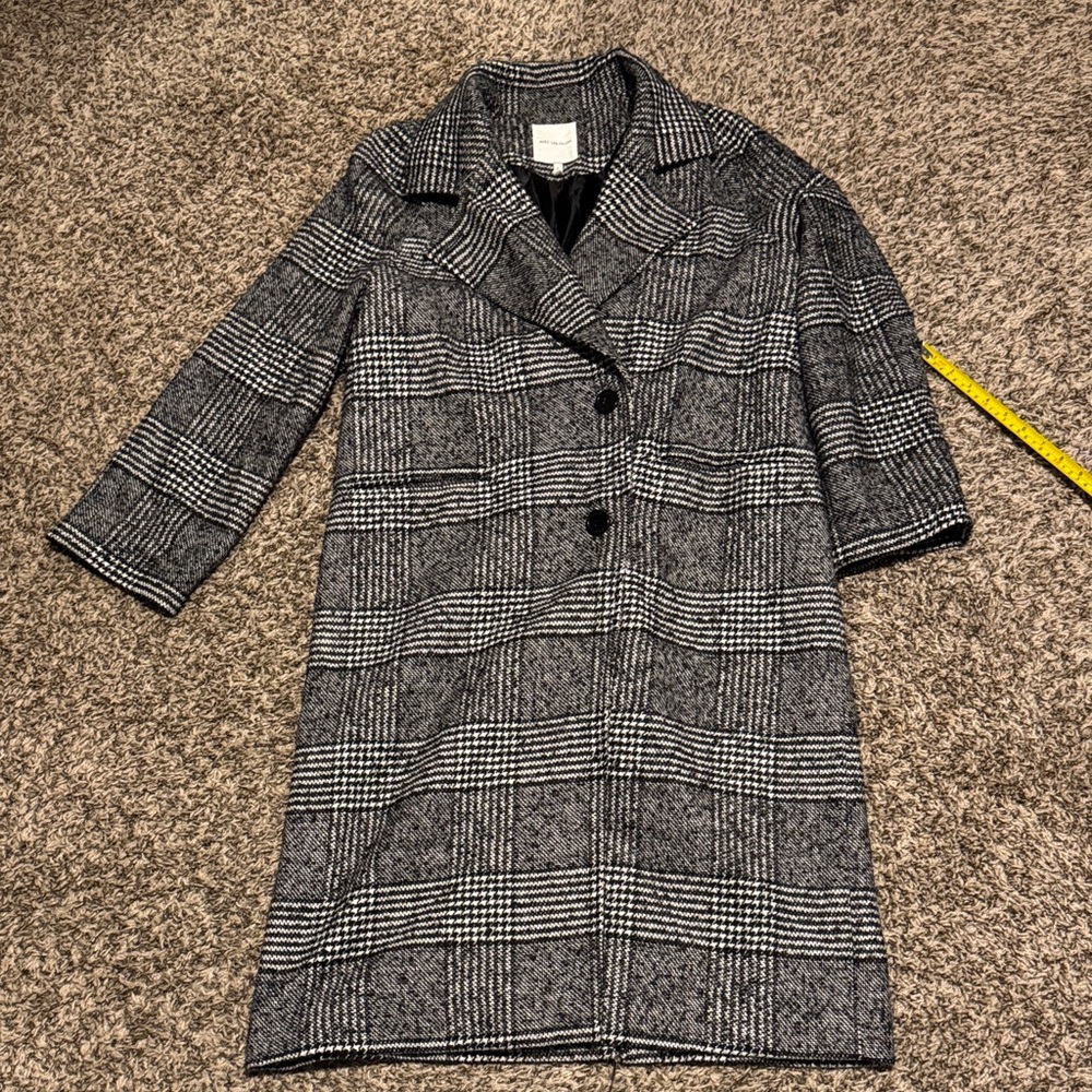 Avec Les Filles Black and White Plaid Trench Coat